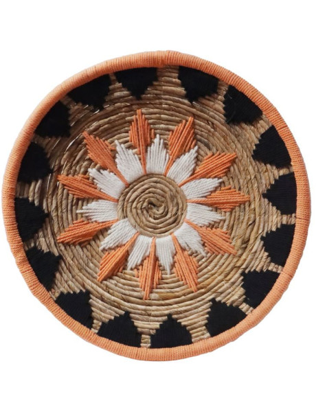 Décoration murale ronde soleil en coton terracotta 40 cm...