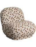 Fauteuil lounge tapissé en tissu marron écru 82x84x77 cm Vellira