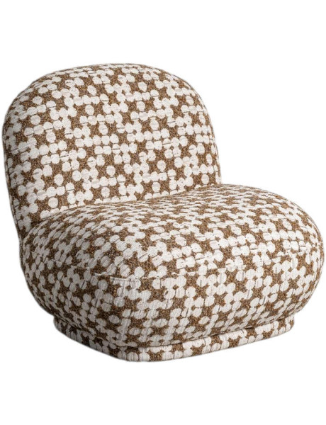 Fauteuil lounge tapissé en tissu marron écru 82x84x77 cm...