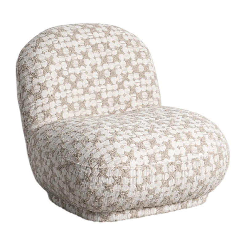 Fauteuil lounge en tissu beige...