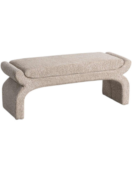 Banquette bout de lit en tissu beige 115x43x45 cm Nolima