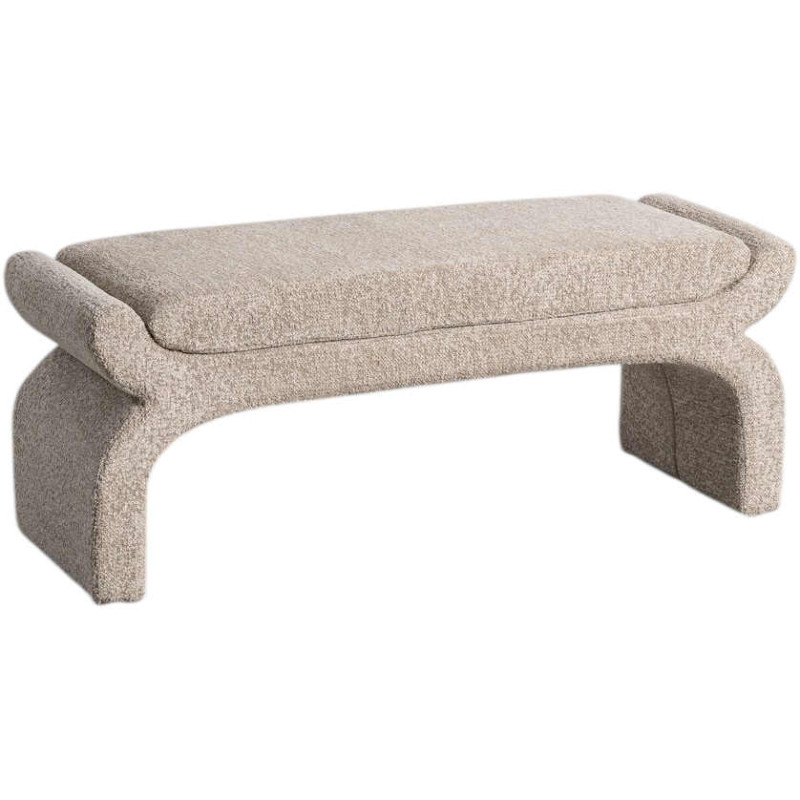 Banquette bout de lit en tissu beige...