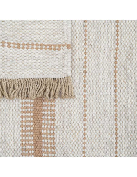 Tapis rayé laine jute coton 160x230 cm Avelora