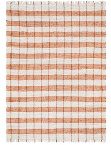 Tapis rayé coton polyester terracotta 160x230 cm Liorna