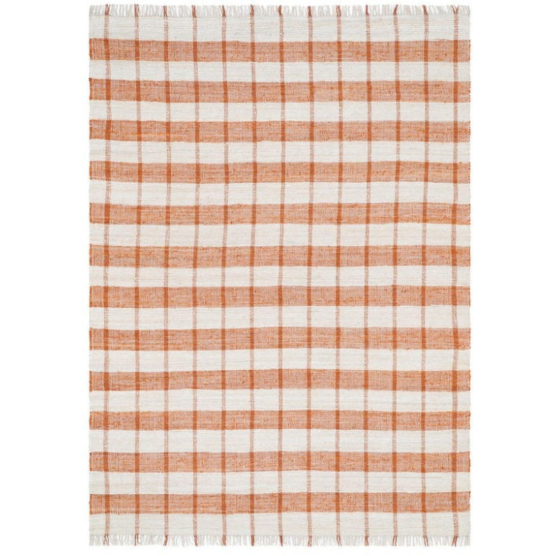 Tapis rayé coton polyester terracotta...