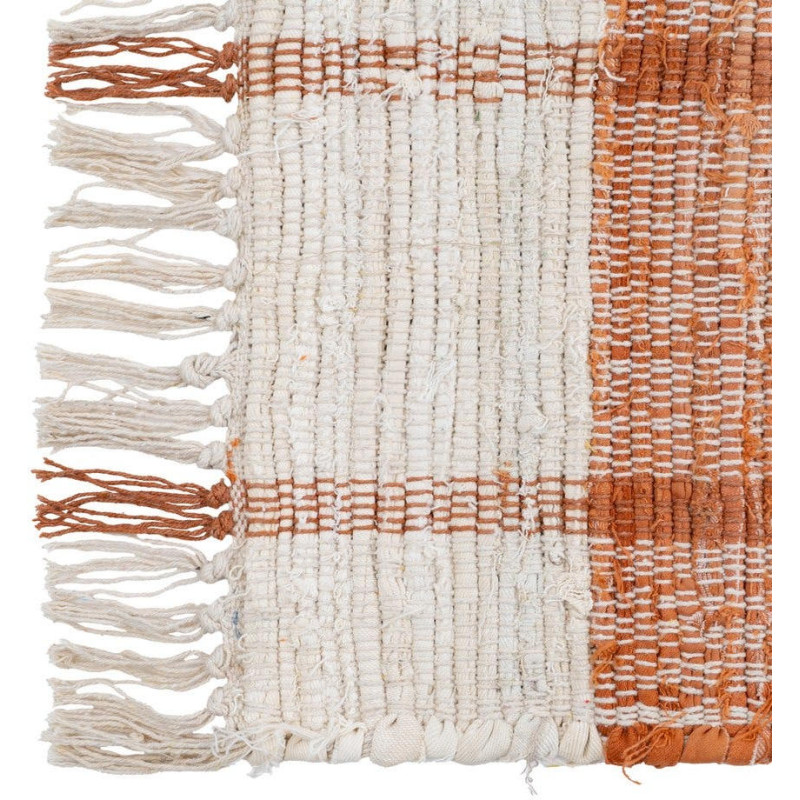 Tapis rayé coton polyester terracotta...
