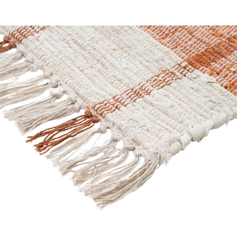Grand tapis rayé coton terracotta...
