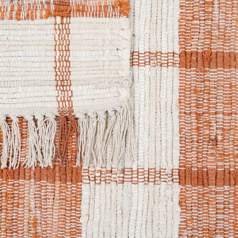 Grand tapis rayé coton terracotta...