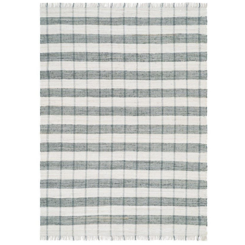 Tapis rayé coton bleu grisé 160x230...