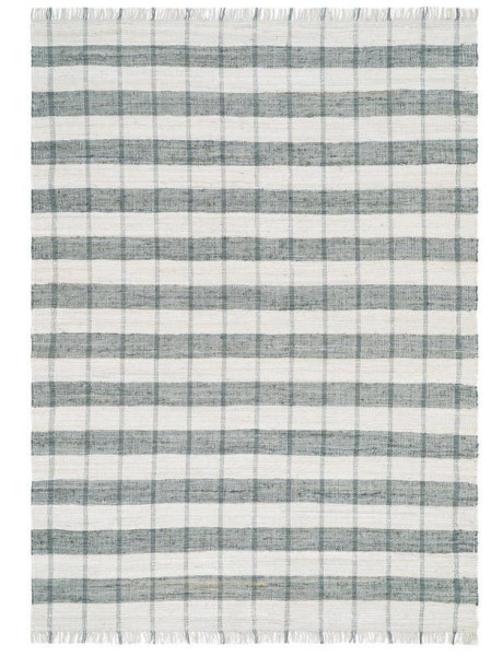 Grand tapis rayé coton bleu grisé 200x300 cm Liorna
