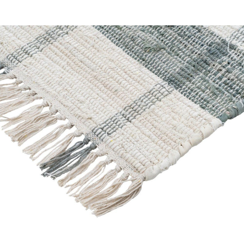 Grand tapis rayé coton bleu grisé...