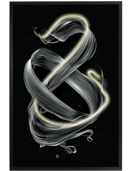 Tableau lumineux LED abstrait toile noire 80x120 cm Cinetic