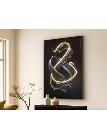 Tableau lumineux LED abstrait toile noire 80x120 cm Cinetic
