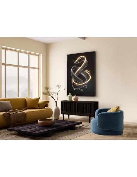 Tableau lumineux LED abstrait toile noire 80x120 cm Cinetic