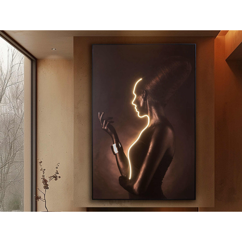Tableau lumineux LED silhouette femme...