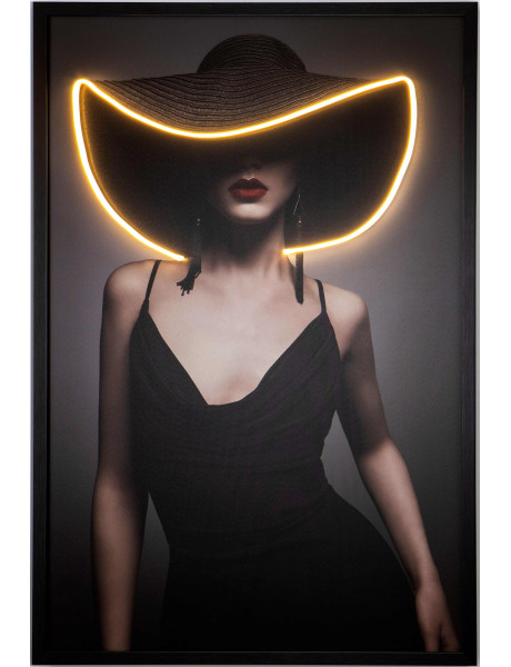 Tableau lumineux LED femme au chapeau 80x120 cm Pamela