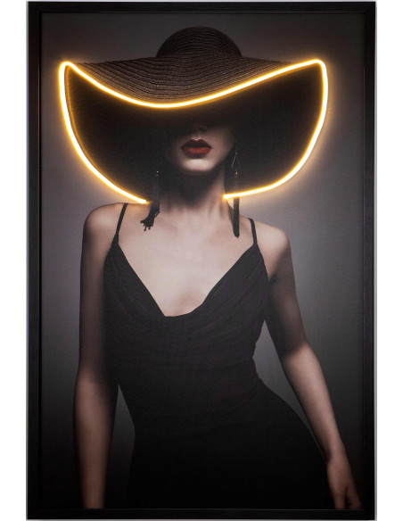 Tableau lumineux LED femme au chapeau 80x120 cm Pamela