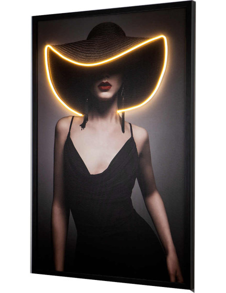 Tableau lumineux LED femme au chapeau 80x120 cm Pamela