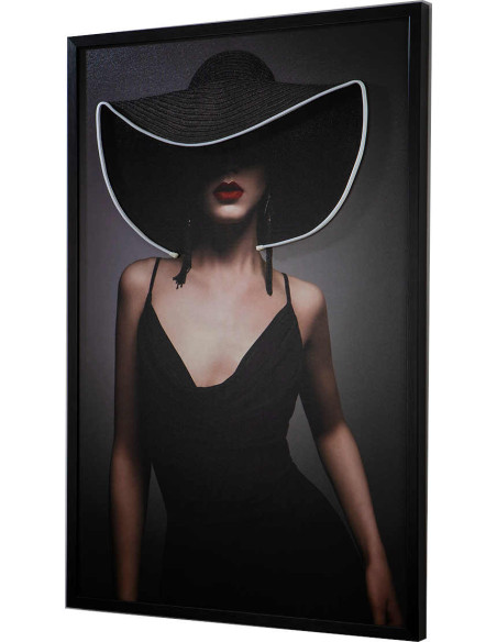 Tableau lumineux LED femme au chapeau 80x120 cm Pamela