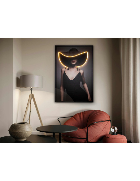 Tableau lumineux LED femme au chapeau 80x120 cm Pamela