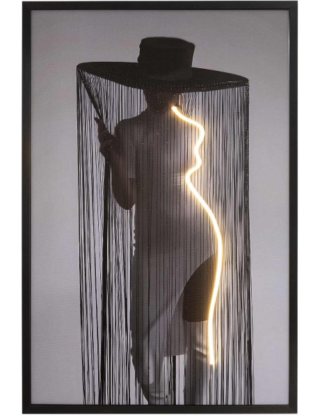 Tableau lumineux LED femme au chapeau 80x120 cm Diva