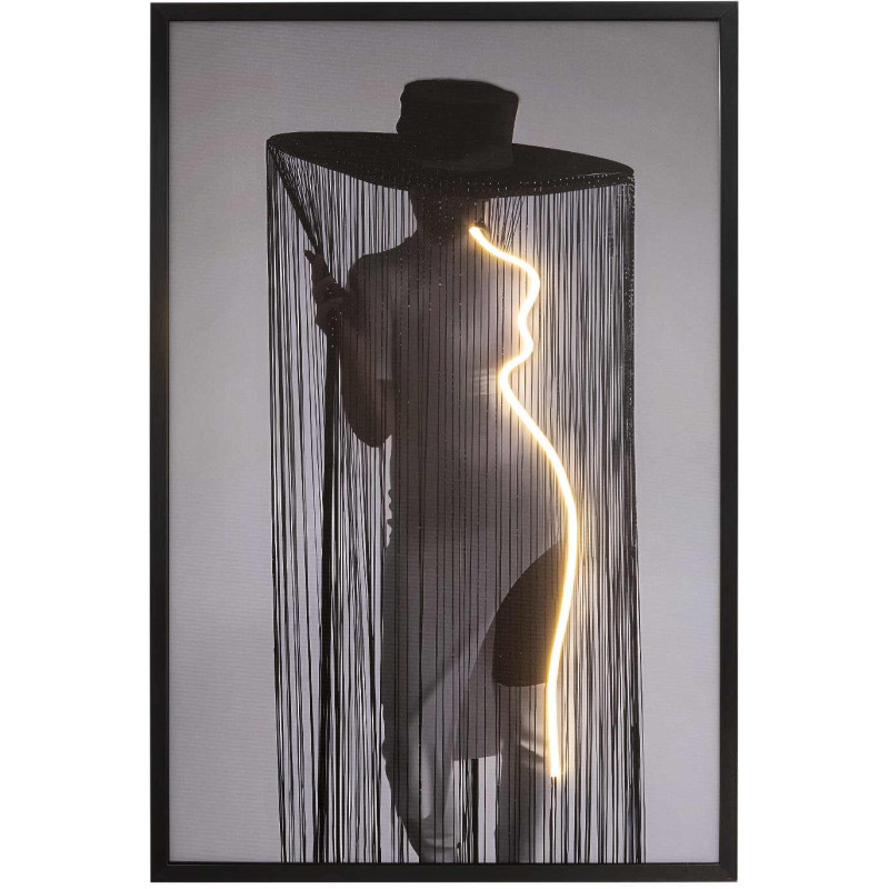 Tableau lumineux LED femme au chapeau...