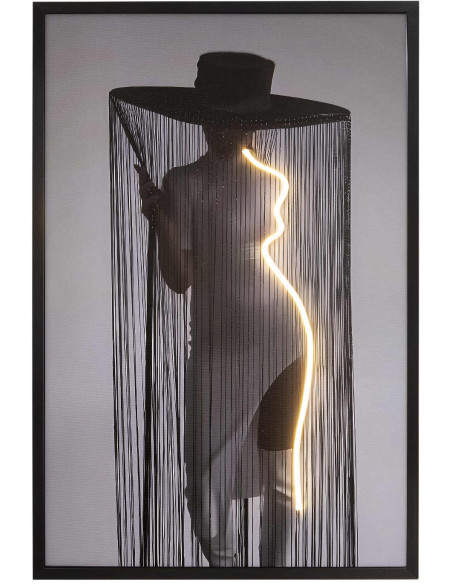 Tableau lumineux LED femme au chapeau 80x120 cm Diva
