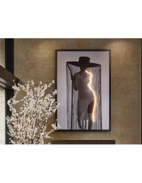 Tableau lumineux LED femme au chapeau 80x120 cm Diva