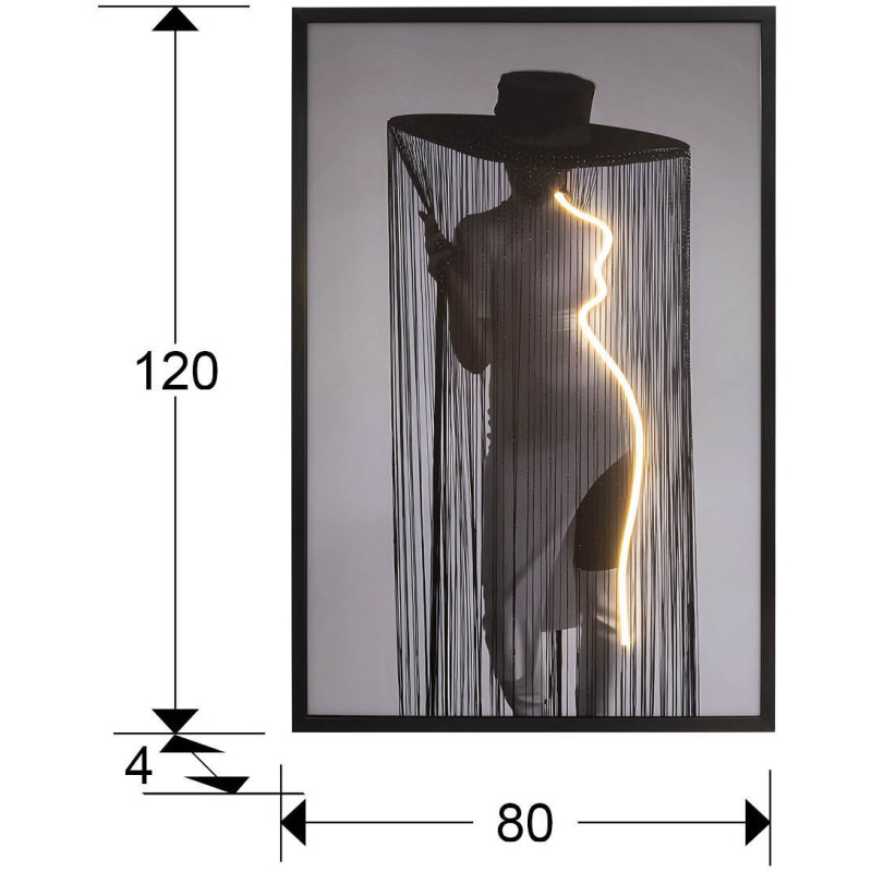 Tableau lumineux LED femme au chapeau...