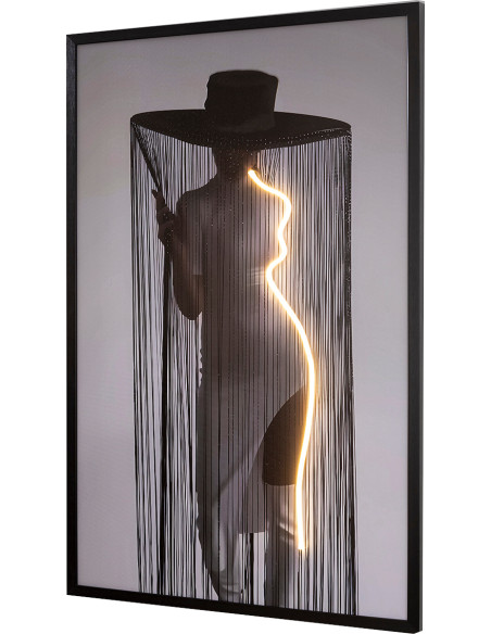 Tableau lumineux LED femme au chapeau 80x120 cm Diva