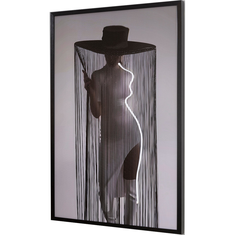 Tableau lumineux LED femme au chapeau...