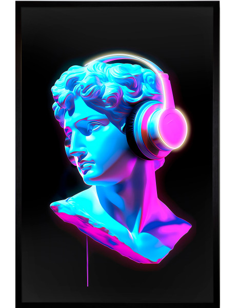 Tableau lumineux LED buste coloré avec casque 80x120 cm...