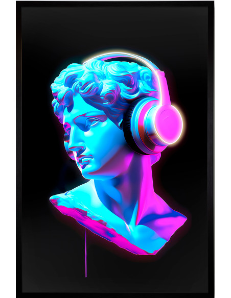 Tableau lumineux LED buste coloré avec casque 80x120 cm Busto
