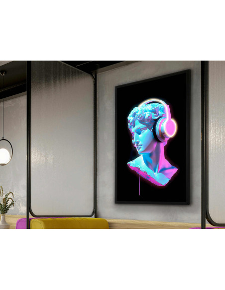 Tableau lumineux LED buste coloré avec casque 80x120 cm Busto