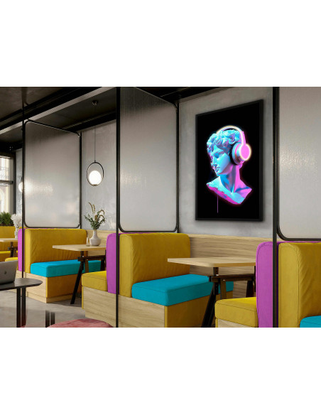 Tableau lumineux LED buste coloré avec casque 80x120 cm Busto