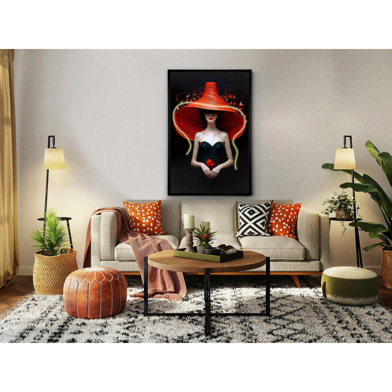 Tableau lumineux LED femme au chapeau...