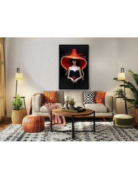 Tableau lumineux LED femme au chapeau rouge 80x120 cm Tocado