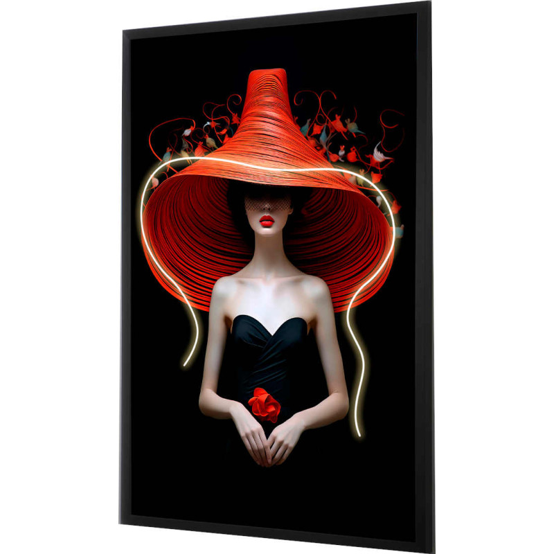 Tableau lumineux LED femme au chapeau...