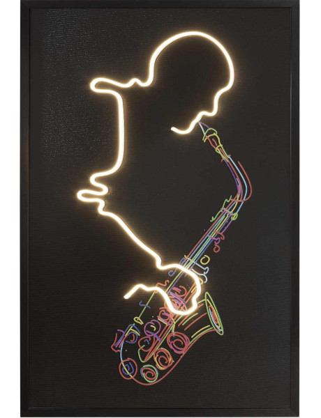 Tableau lumineux LED saxophoniste sur toile 80x120 cm...