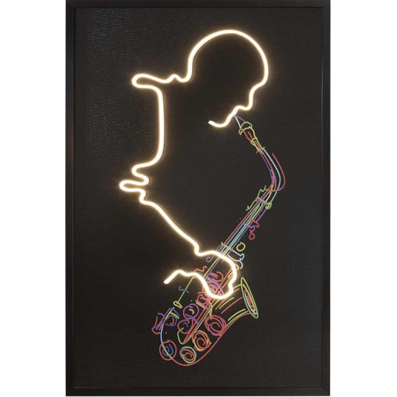 Tableau lumineux LED saxophoniste sur...