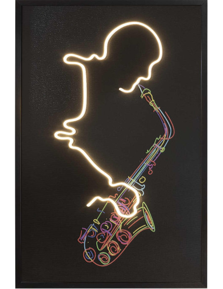 Tableau lumineux LED saxophoniste sur toile 80x120 cm Saxofón