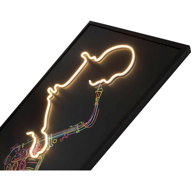 Tableau lumineux LED saxophoniste sur...