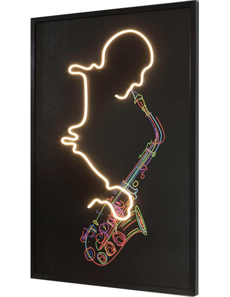 Tableau lumineux LED saxophoniste sur toile 80x120 cm Saxofón
