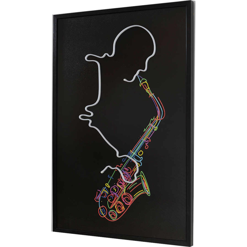 Tableau lumineux LED saxophoniste sur...