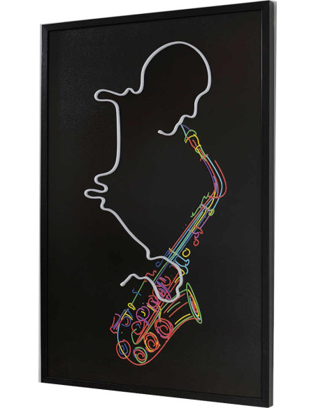 Tableau lumineux LED saxophoniste sur toile 80x120 cm Saxofón