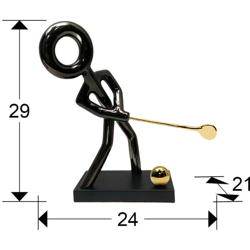 Sculpture golfeur noire et dorée en...