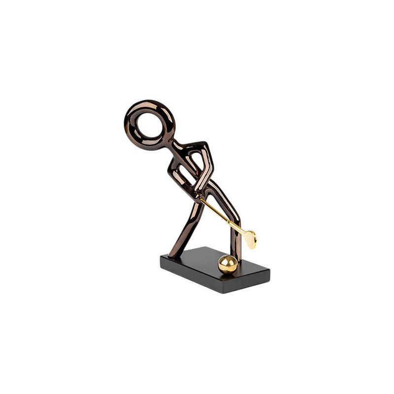 Sculpture golfeur noire et dorée en...