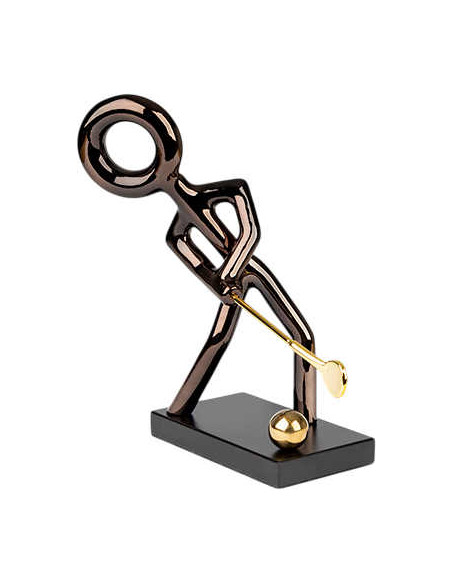 Sculpture golfeur noire et dorée en résine 24x29x17 cm Golf