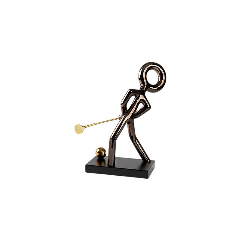 Sculpture golfeur noire et dorée en...