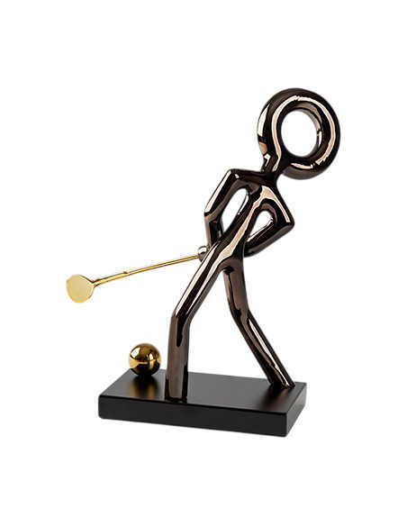 Sculpture golfeur noire et dorée en résine 24x29x17 cm Golf